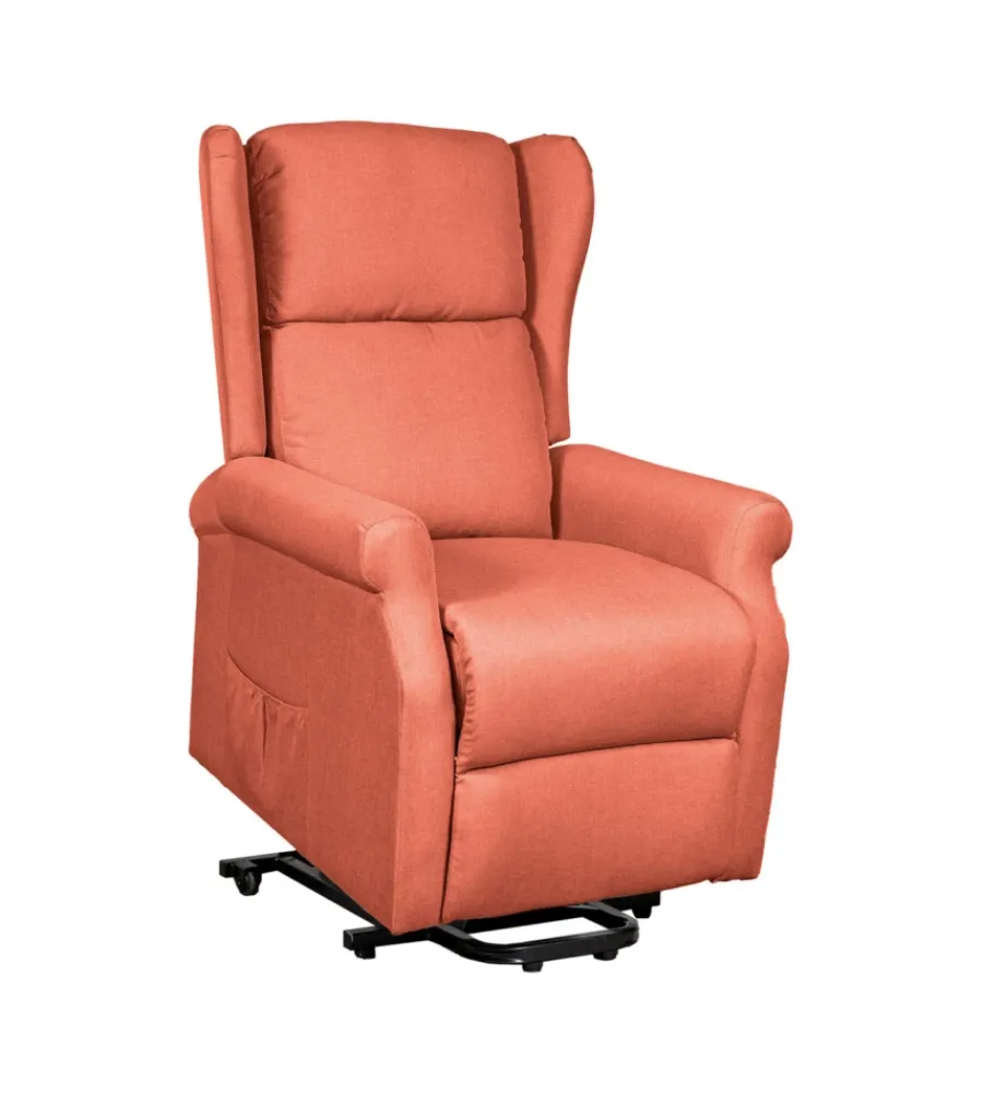 BellaHome Poltrone E Pouf|Poltrona con recliner elettrico "berg" tessuto mattone, 72,5x94x109 cm