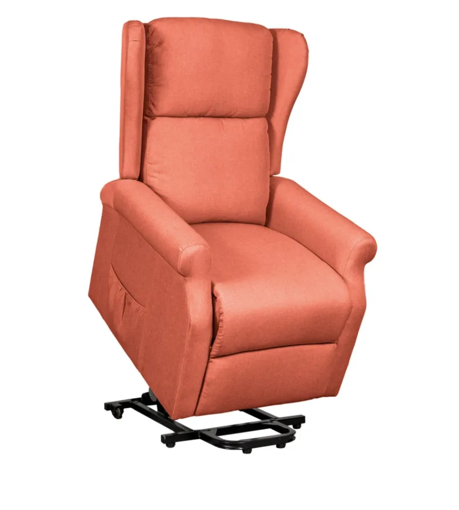 BellaHome Poltrone E Pouf|Poltrona con recliner elettrico "berg" tessuto mattone, 72,5x94x109 cm