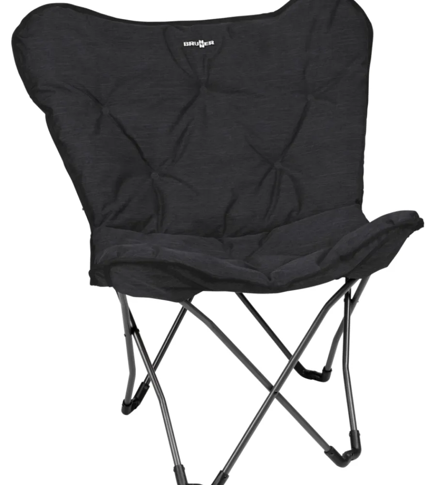 Brunner Campeggio|Poltrona da campeggio "action vivavita lounger" in acciaio e poliestere nero 74x43x56/99 cm