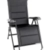 Clearance Poltrona da campeggio reclinabile "kerry swan 3d" in alluminio e 3durafeel nero 50x49x116 cm Campeggio