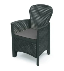 New Poltrona da esterno "folia" in polipropilene con cuscino antracite 59x57x85,5 cm Mobili Da Giardino E Accessori