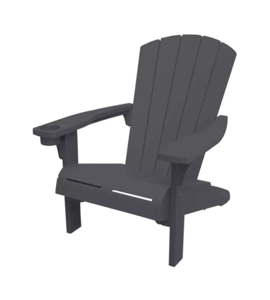Mobili Da Giardino E Accessori-Keter Poltrona da esterno "alpine adirondack" in polipropilene grafite effetto legno 80,5x95,5x93 cm