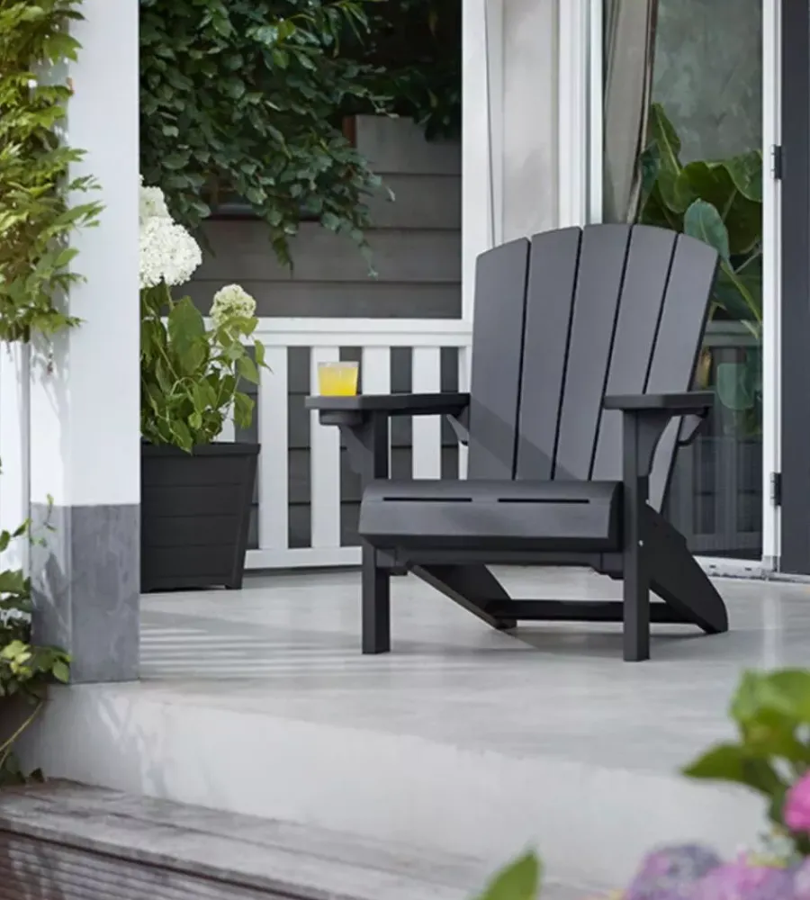 Mobili Da Giardino E Accessori-Keter Poltrona da esterno "alpine adirondack" in polipropilene grafite effetto legno 80,5x95,5x93 cm