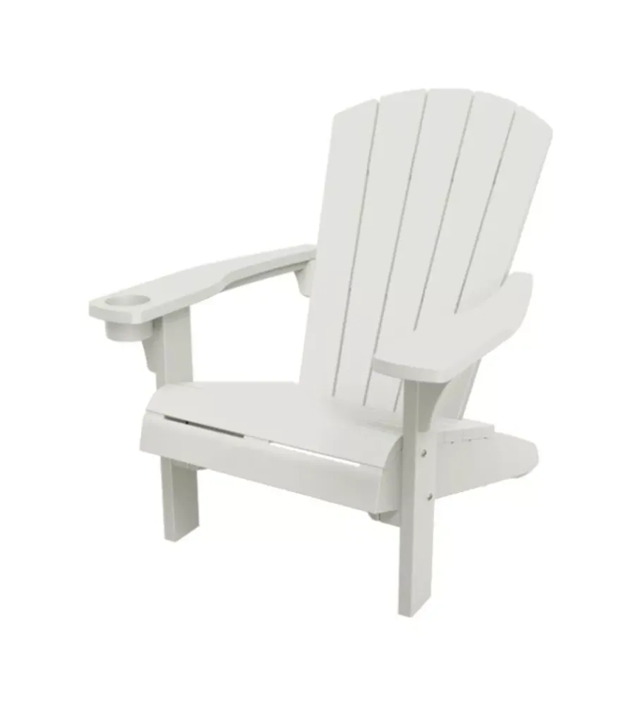 Mobili Da Giardino E Accessori-Keter Poltrona da esterno "alpine adirondack" in polipropilene bianco effetto legno 80,5x95,5x93 cm