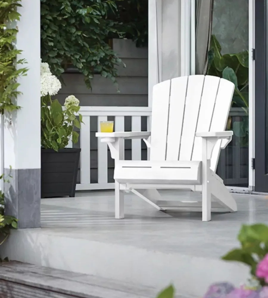 Mobili Da Giardino E Accessori-Keter Poltrona da esterno "alpine adirondack" in polipropilene bianco effetto legno 80,5x95,5x93 cm