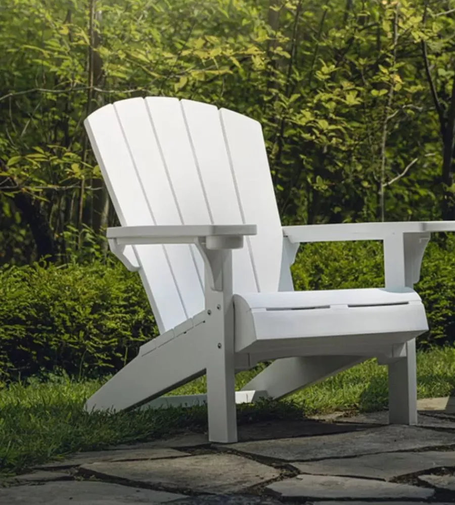 Mobili Da Giardino E Accessori-Keter Poltrona da esterno "alpine adirondack" in polipropilene bianco effetto legno 80,5x95,5x93 cm