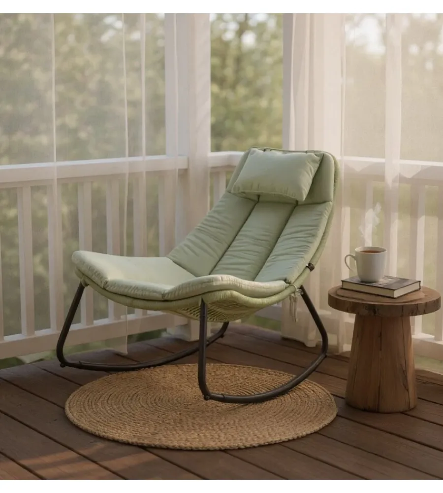Mobili Da Giardino E Accessori|Poltrona da giardino a dondolo riviera "dalia" verde 126x95x90 cm