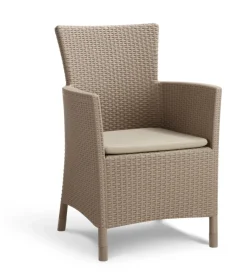 Keter Mobili Da Giardino E Accessori|Poltrona da giardino "iowa dining chair" con cuscino colore cappuccino, 89x60x62 cm -