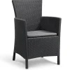 Mobili Da Giardino E Accessori-Keter Poltrona da giardino "iowa dining chair" con cuscino colore grafite, 89x60x62 cm -