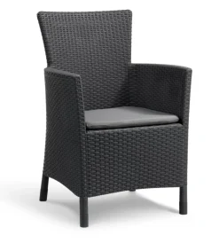 Mobili Da Giardino E Accessori-Keter Poltrona da giardino "iowa dining chair" con cuscino colore grafite, 89x60x62 cm -