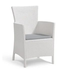 New Poltrona da giardino "iowa dining chair" con cuscino colore bianco, 89x60x62 cm - Mobili Da Giardino E Accessori