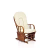 Poltrone E Pouf- Poltrona dondolo oscillante da allattamento "douglas" legno massello noce e cuscino beige 68x50x107 cm