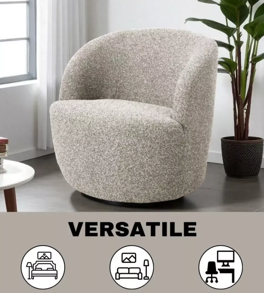 BellaHome Poltrone E Pouf|Poltrona girevole "aura" sabbia 65x77x69 cm