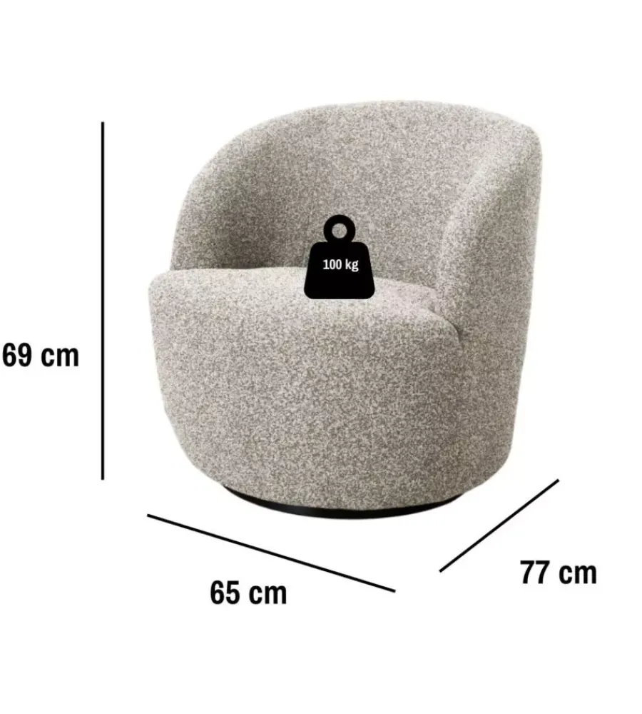 BellaHome Poltrone E Pouf|Poltrona girevole "aura" sabbia 65x77x69 cm