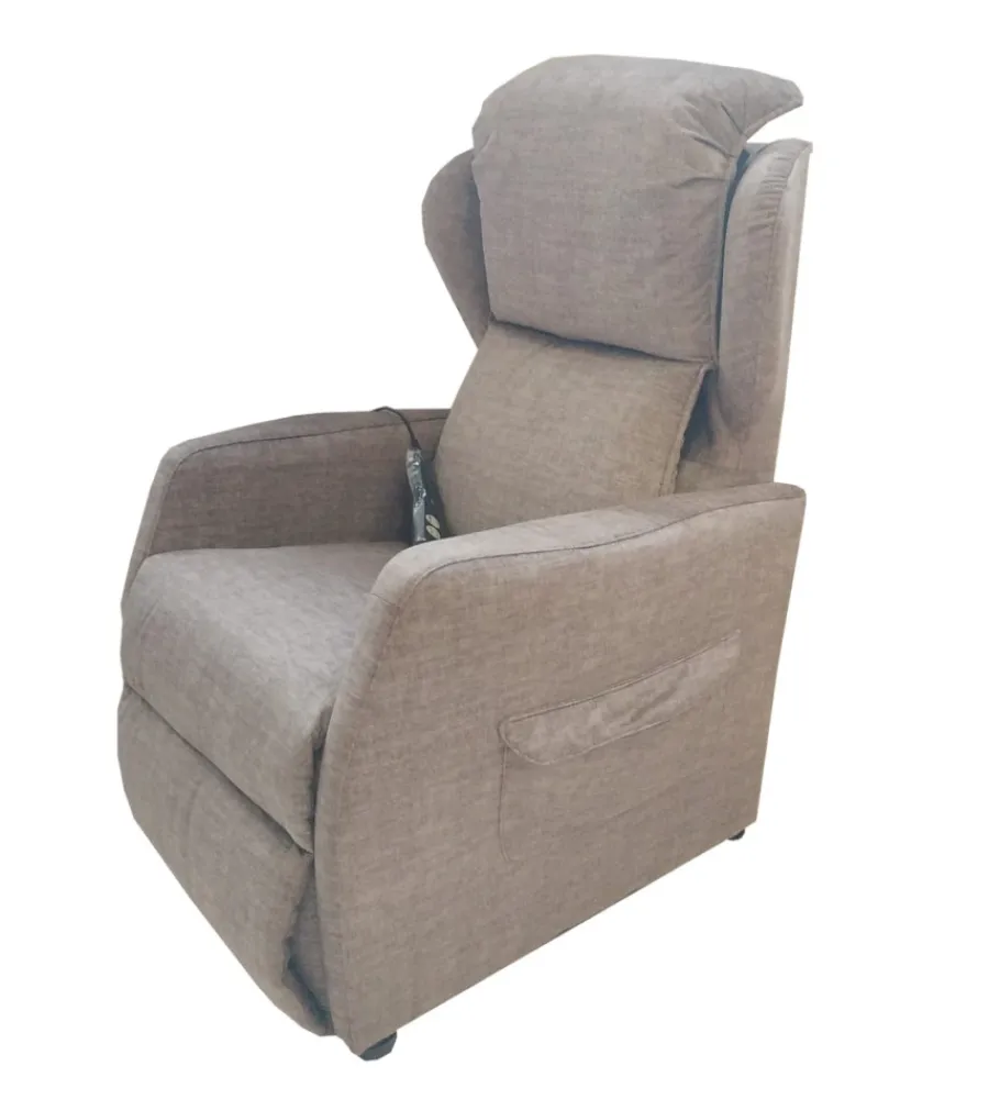 Poltrone E Pouf- Poltrona "jolly 2" con recliner e alzata elettrica in tessuto mattone, 75x85x108 cm