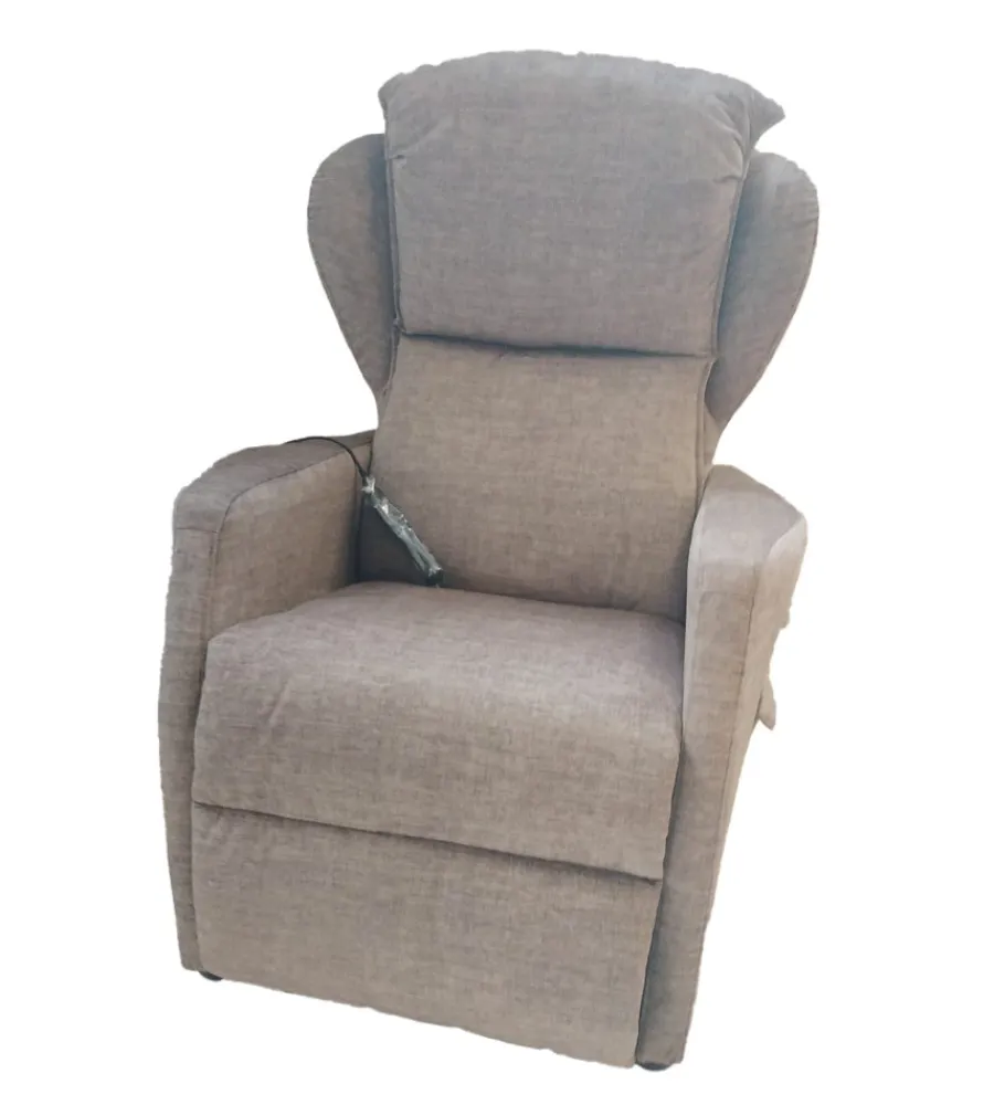 Poltrone E Pouf- Poltrona "jolly 2" con recliner e alzata elettrica in tessuto mattone, 75x85x108 cm