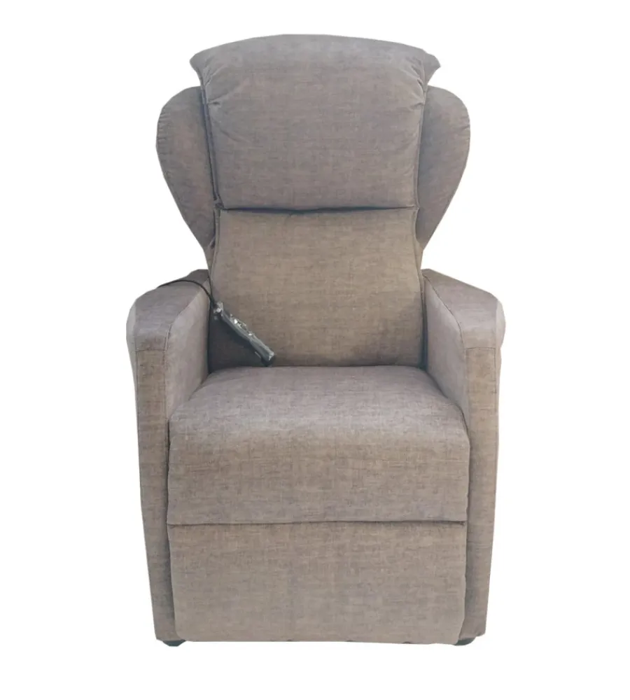 Poltrone E Pouf- Poltrona "jolly 2" con recliner e alzata elettrica in tessuto mattone, 75x85x108 cm