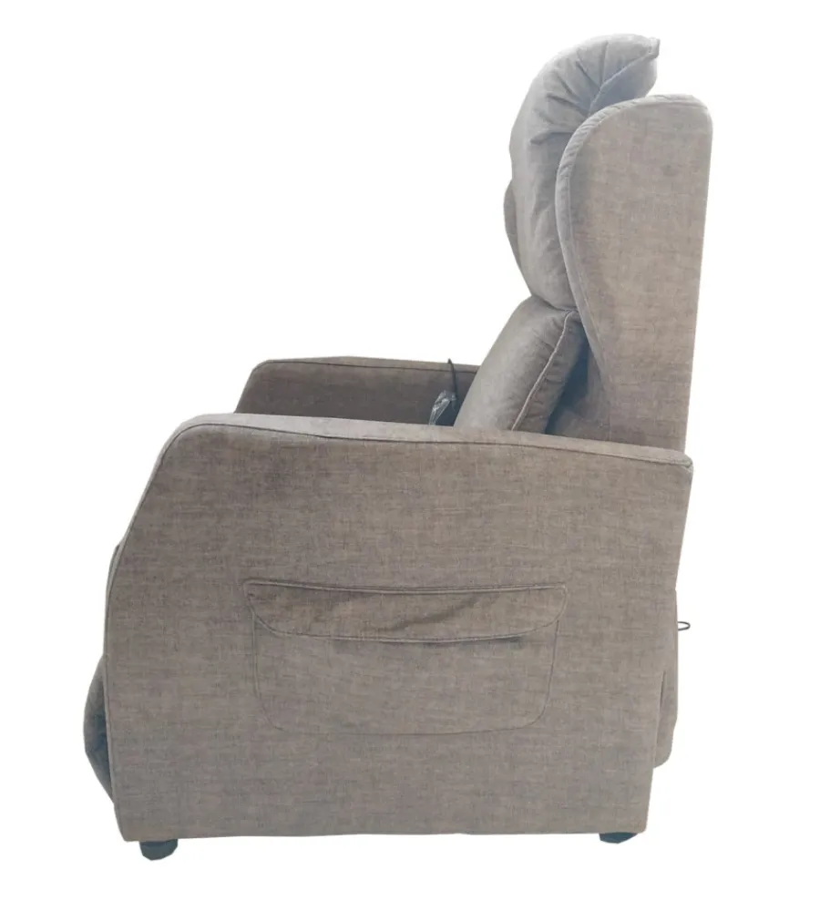 Poltrone E Pouf- Poltrona "jolly 2" con recliner e alzata elettrica in tessuto mattone, 75x85x108 cm