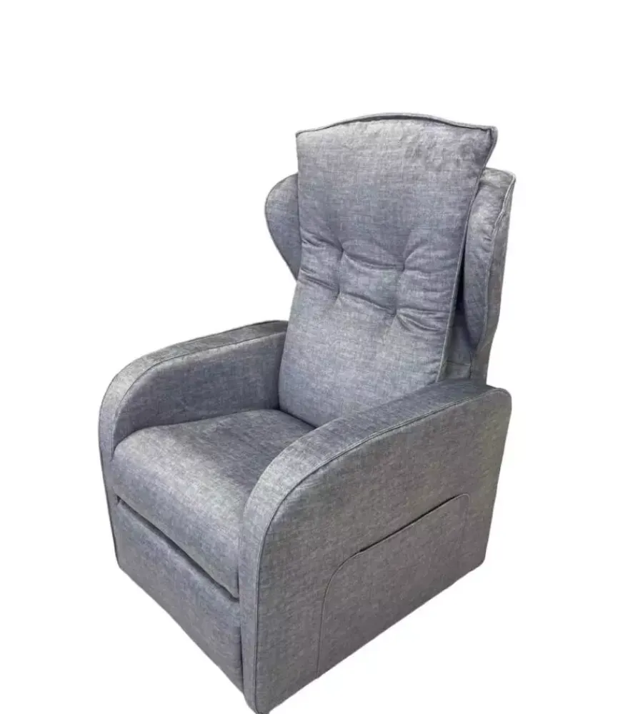 Poltrone E Pouf- Poltrona "jolly" con recliner e alzata elettrica in tessuto grigio chiaro, 75x85x108 cm