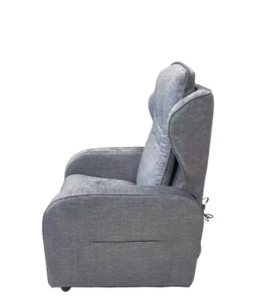 Poltrone E Pouf- Poltrona "jolly" con recliner e alzata elettrica in tessuto grigio chiaro, 75x85x108 cm
