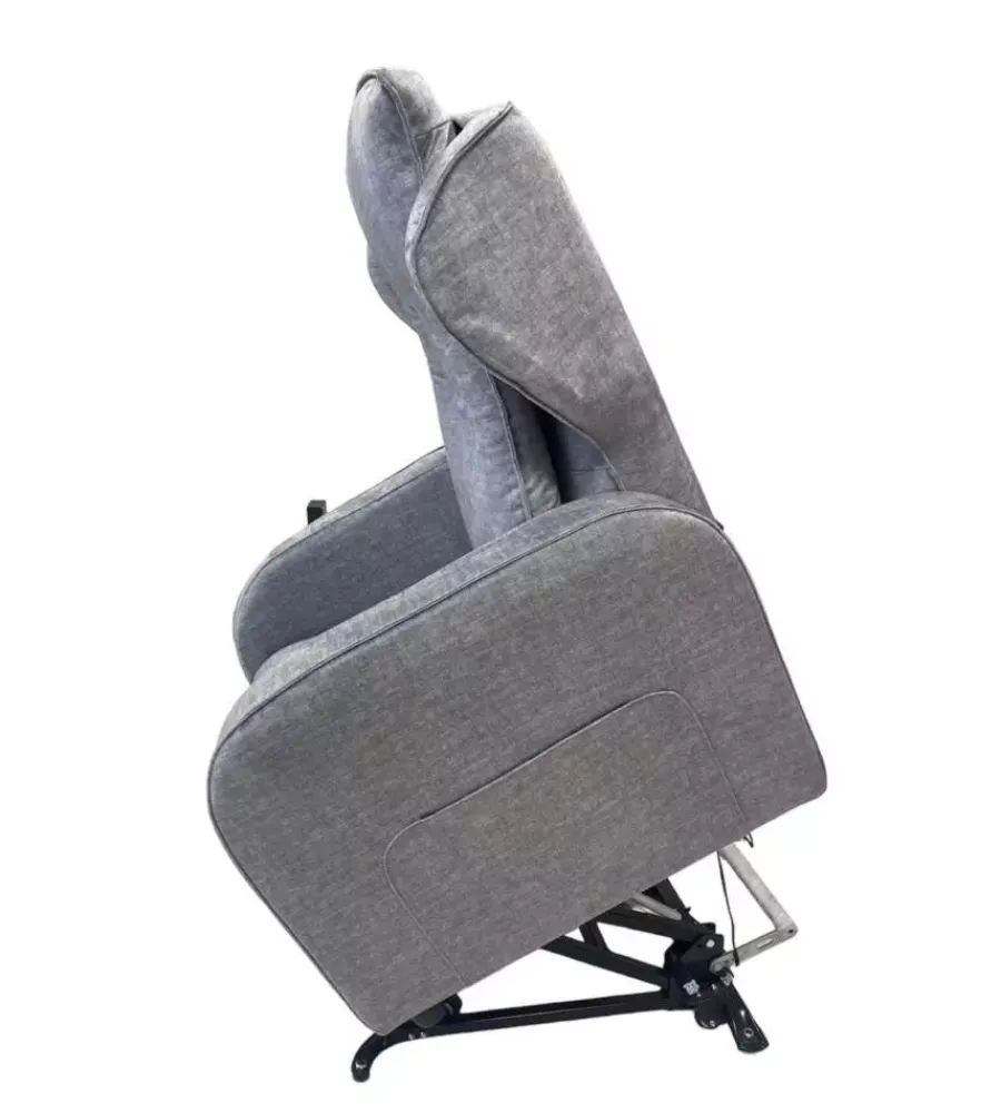 Poltrone E Pouf- Poltrona "jolly" con recliner e alzata elettrica in tessuto grigio chiaro, 75x85x108 cm