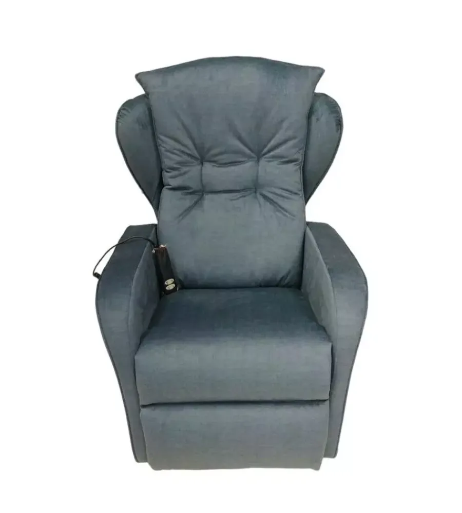 Poltrone E Pouf|Poltrona "jolly" con recliner e alzata elettrica in tessuto blu, 75x85x108 cm