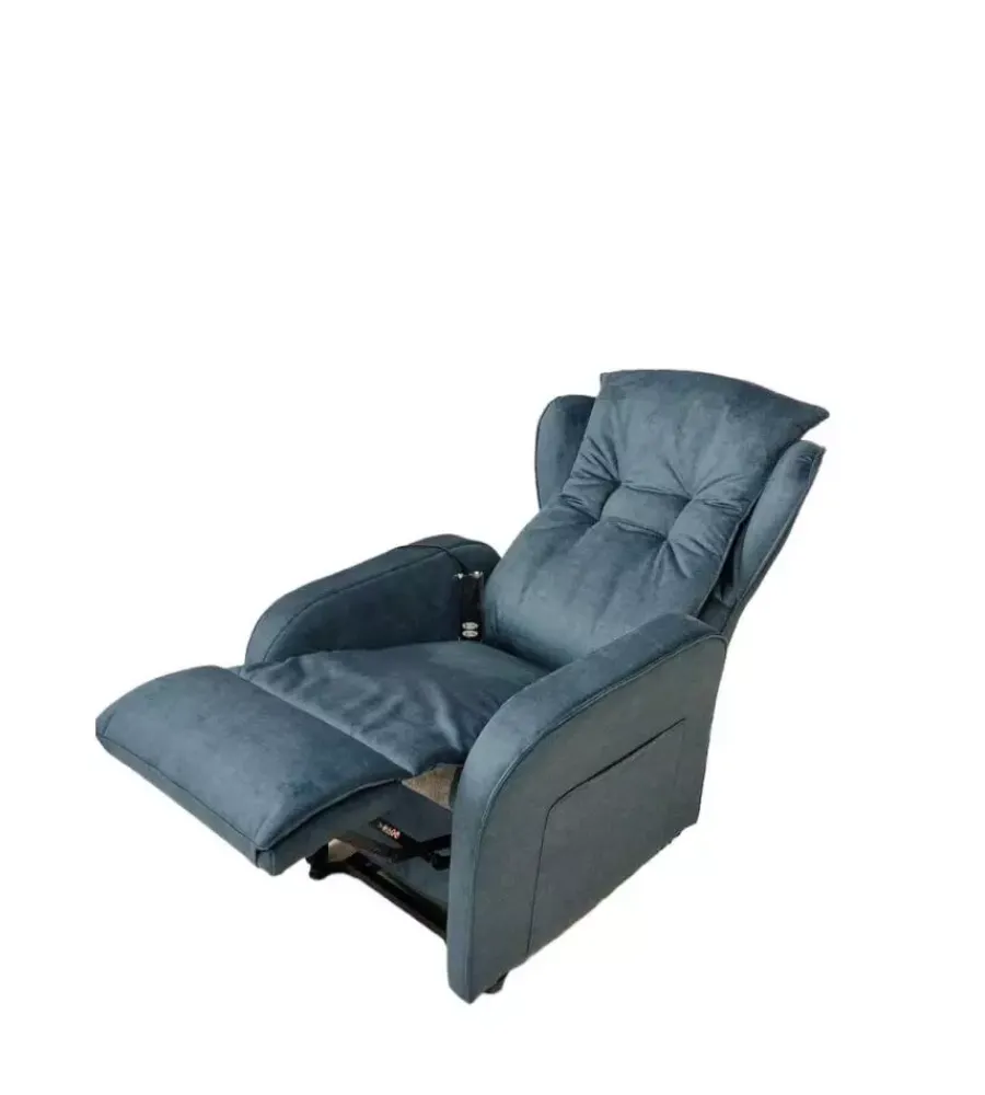 Poltrone E Pouf|Poltrona "jolly" con recliner e alzata elettrica in tessuto blu, 75x85x108 cm