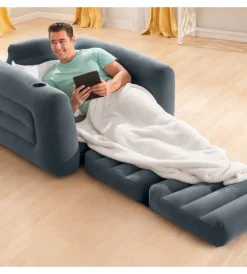Intex Piscine|Poltrona letto gonfiabile colore grigio, 117x224x66 cm - cod. 66551np