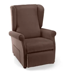 Poltrone E Pouf- Poltrona "luna" con recliner e alzata elettrica in tessuto marrone, 75x84x107 cm