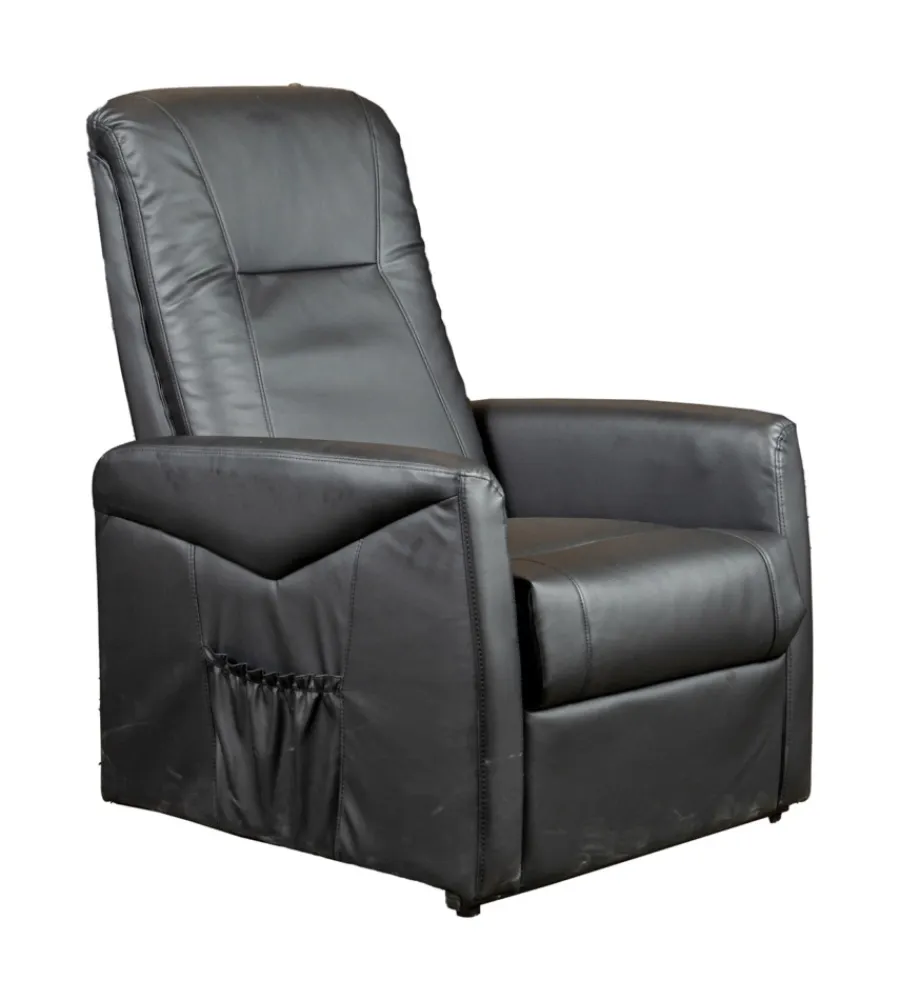 BellaHome Poltrone E Pouf|Poltrona massaggiante "siena" con recliner elettrico in ecopelle nero 75x93x105 cm