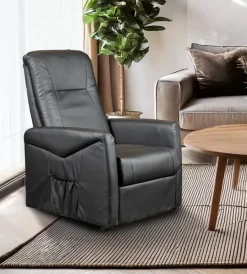 BellaHome Poltrone E Pouf|Poltrona massaggiante "siena" con recliner elettrico in ecopelle nero 75x93x105 cm