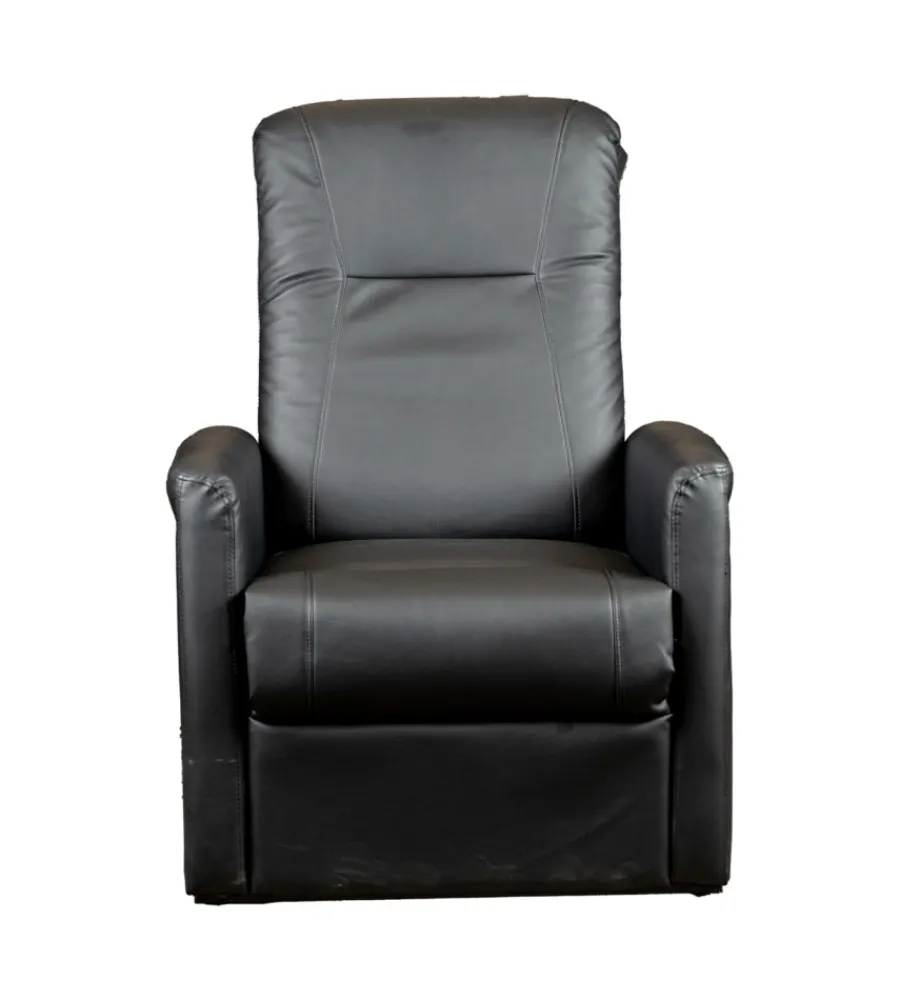BellaHome Poltrone E Pouf|Poltrona massaggiante "siena" con recliner elettrico in ecopelle nero 75x93x105 cm