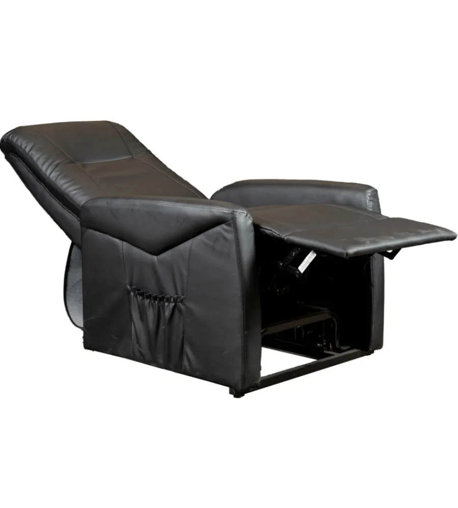 BellaHome Poltrone E Pouf|Poltrona massaggiante "siena" con recliner elettrico in ecopelle nero 75x93x105 cm