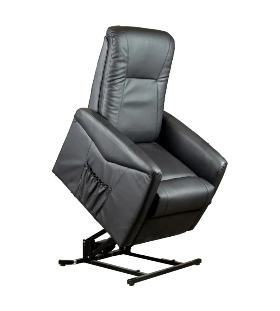 BellaHome Poltrone E Pouf|Poltrona massaggiante "siena" con recliner elettrico in ecopelle nero 75x93x105 cm