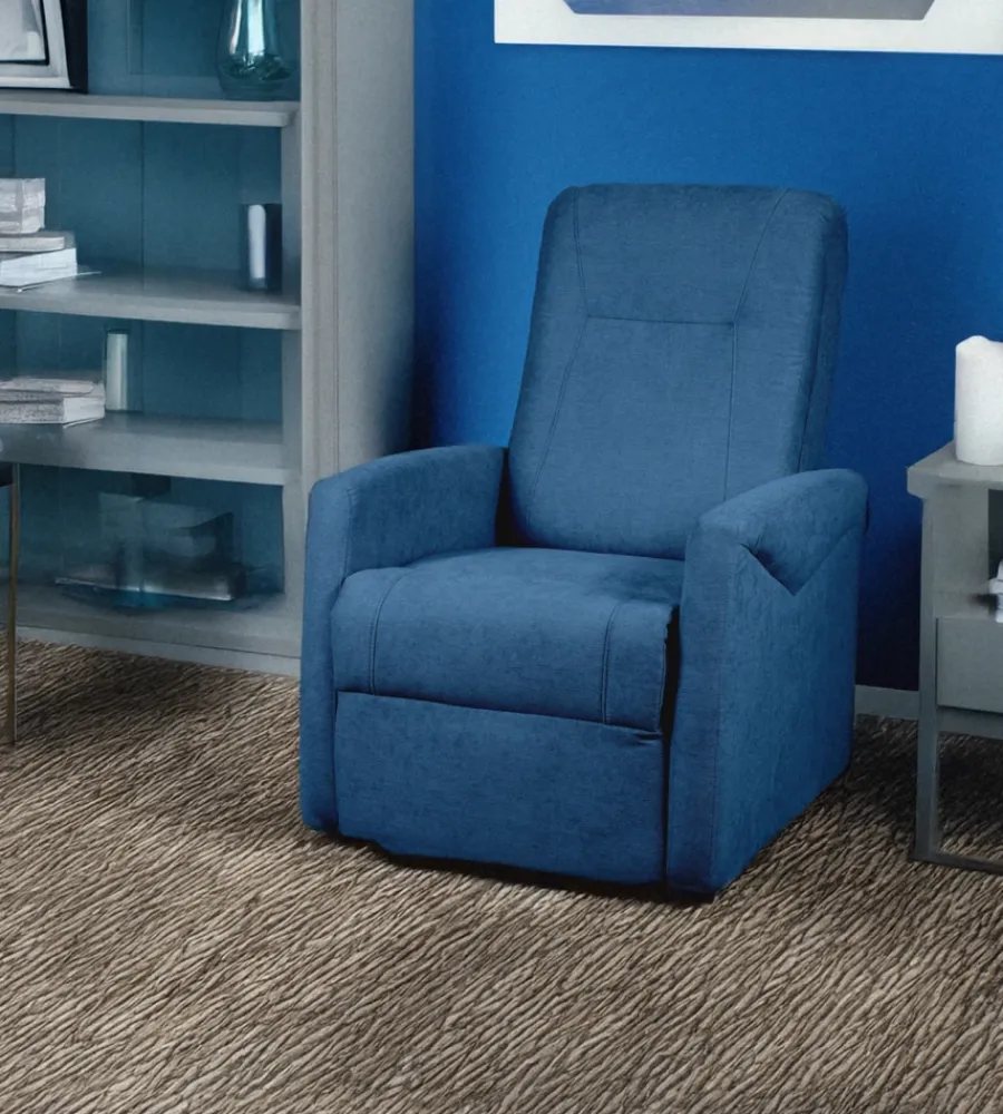 Poltrone E Pouf-BellaHome Poltrona massaggiante "siena" con recliner elettrico in tessuto blu, 75x93x105 cm