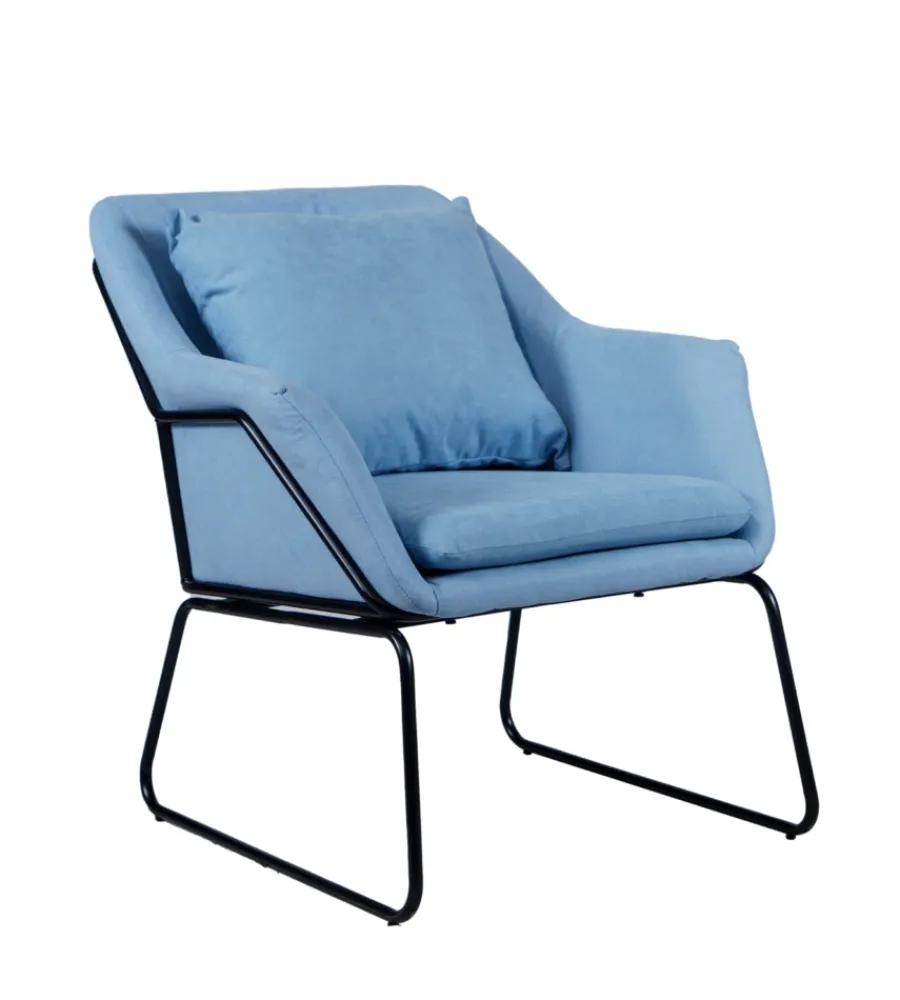 BellaHome Poltrone E Pouf|Poltrona "oslo" azzurra, 68x70x79,5 cm