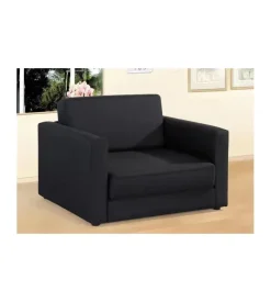 BellaHome Poltrone E Pouf|Poltrona "prince" 2 in 1 tessuto nero trasformabile in letto, 71x84x50 cm