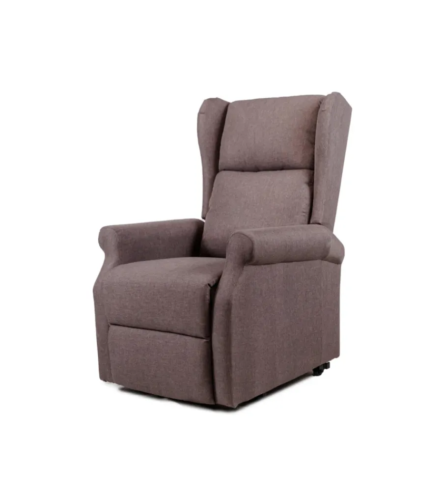 Poltrona relax con recliner elettrico "berg" tessuto marrone, 72,5x94x109 cm Poltrone E Pouf