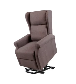 Poltrona relax con recliner elettrico "berg" tessuto marrone, 72,5x94x109 cm Poltrone E Pouf