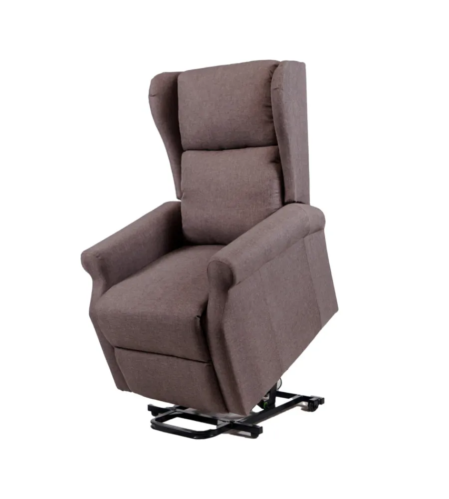 Poltrona relax con recliner elettrico "berg" tessuto marrone, 72,5x94x109 cm Poltrone E Pouf