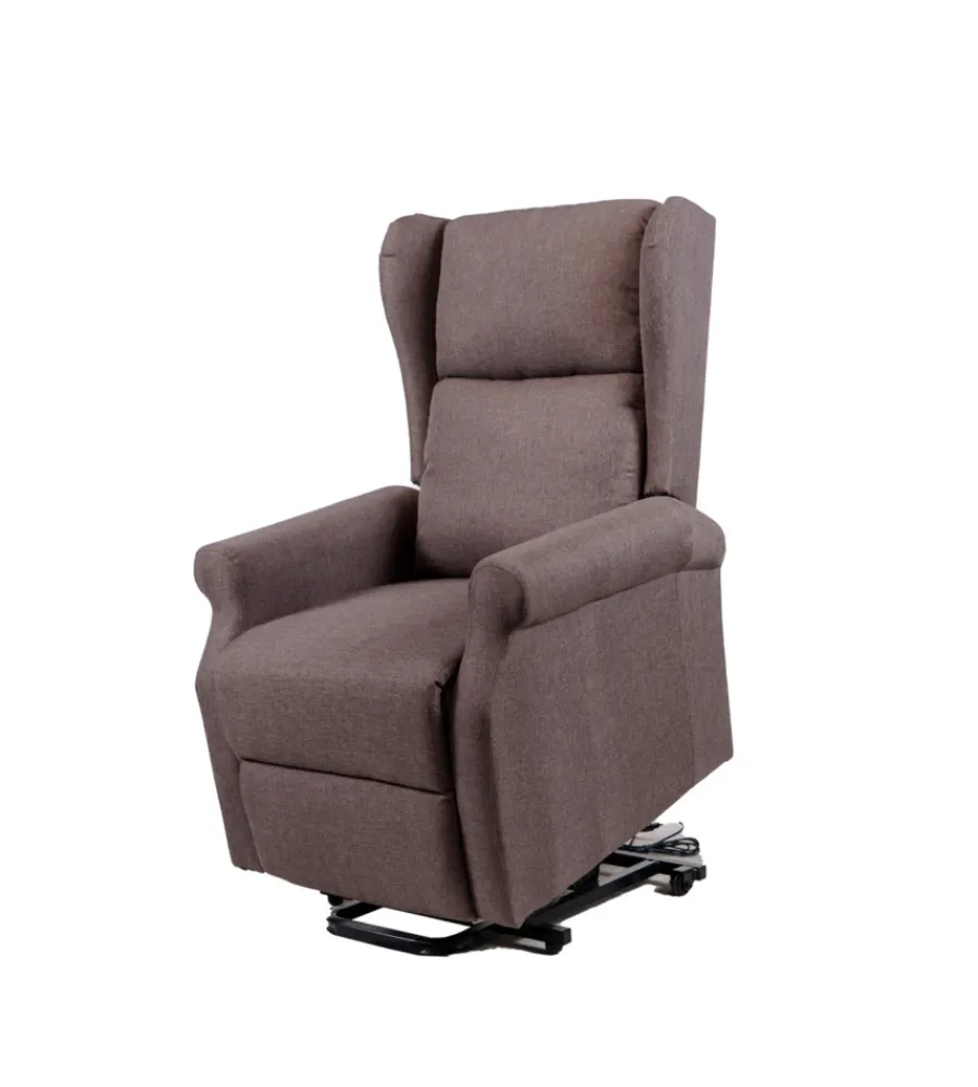 Poltrona relax con recliner elettrico "berg" tessuto marrone, 72,5x94x109 cm Poltrone E Pouf