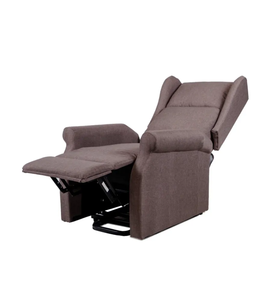 Poltrona relax con recliner elettrico "berg" tessuto marrone, 72,5x94x109 cm Poltrone E Pouf