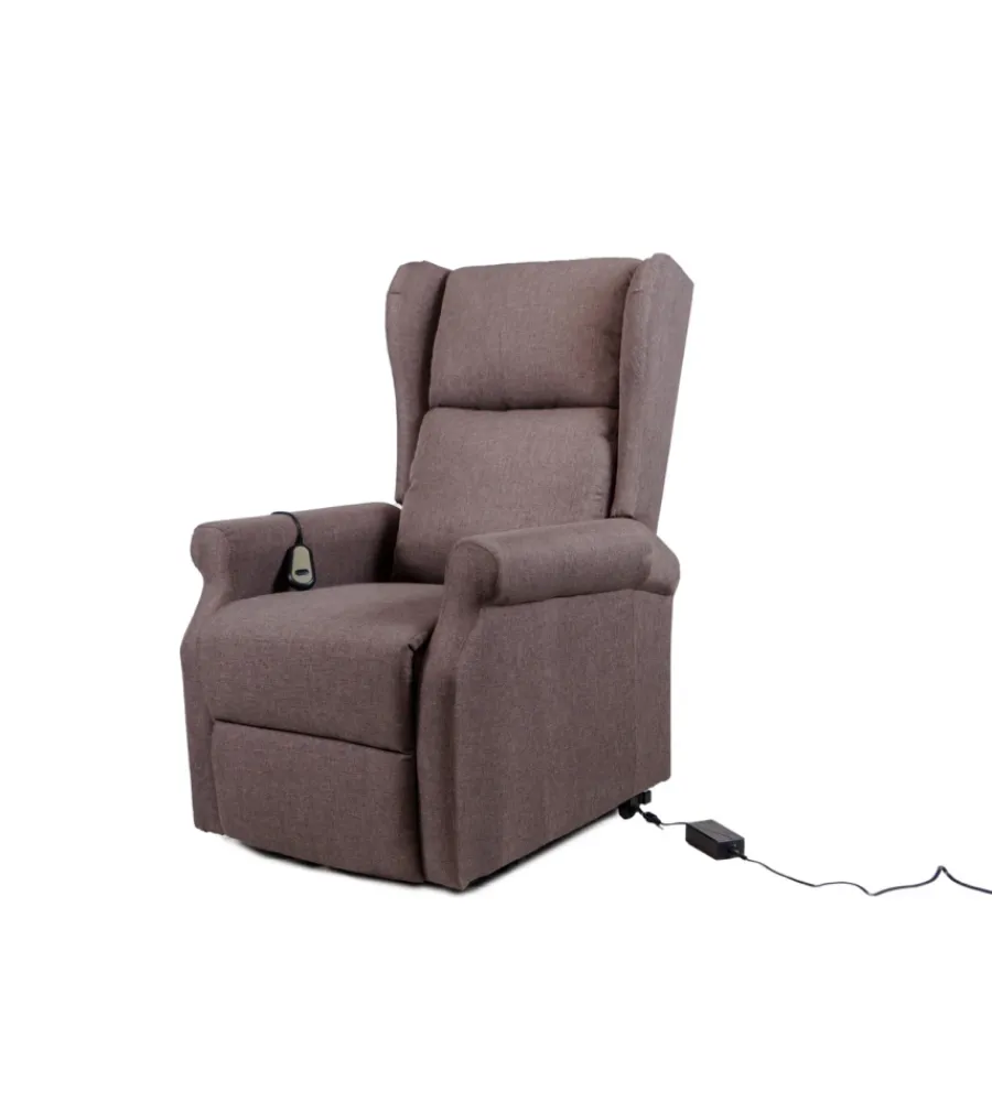 Poltrona relax con recliner elettrico "berg" tessuto marrone, 72,5x94x109 cm Poltrone E Pouf