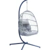 Mobili Da Giardino E Accessori- Poltrona sospesa da esterno solaria in ferro antracite e grigio chiaro 96x115x196 cm