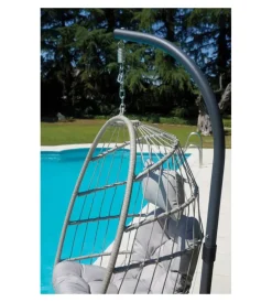 Mobili Da Giardino E Accessori- Poltrona sospesa da esterno solaria in ferro antracite e grigio chiaro 96x115x196 cm