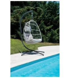 Mobili Da Giardino E Accessori- Poltrona sospesa da esterno solaria in ferro antracite e grigio chiaro 96x115x196 cm