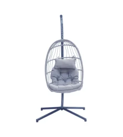 Mobili Da Giardino E Accessori- Poltrona sospesa da esterno solaria in ferro antracite e grigio chiaro 96x115x196 cm