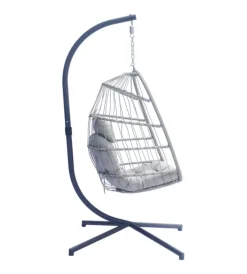 Mobili Da Giardino E Accessori- Poltrona sospesa da esterno solaria in ferro antracite e grigio chiaro 96x115x196 cm