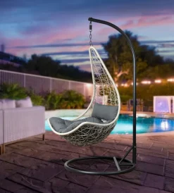 Best Poltrona sospesa da esterno "mezzaluna" grigio 95x125 cm Mobili Da Giardino E Accessori