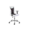 Sedie Ufficio- Poltroncina ufficio bianca con braccioli e ruote, 55x54,5x85-95 cm